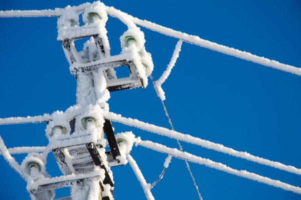 frosted powerline due to snow fall